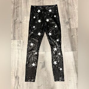 Sequin pants with white stars - custom - Medium
